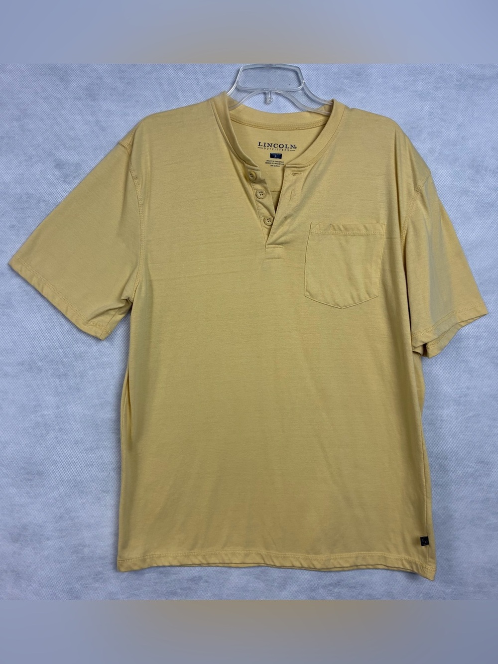Lincoln Outfitters Men's Short Sleeve Henley Pocket Shirt Sz Large Yellow